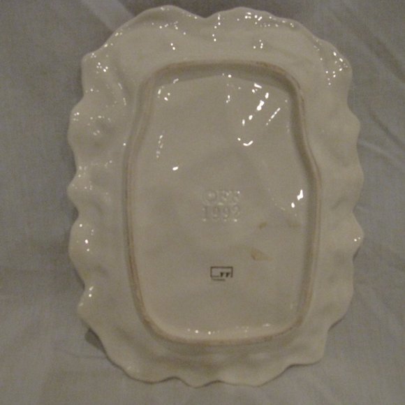 Fitz & Floyd Christmas Quilt Canape Plate Appetizer Lacey Edge & Bow - Picture 2 of 2